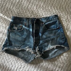 Levi's Blue Distressed Jean Shorts